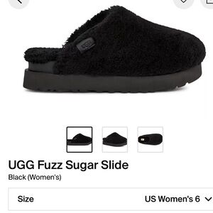 UGG Black Fuzz Sugar Slide size 6 - only worn inside. Sold out everywhere!